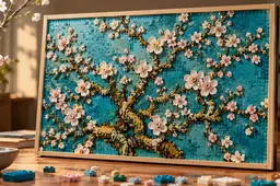 LEGO-mozaïek met bloeiende takken