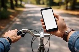 Fietsrit met smartphone in hand