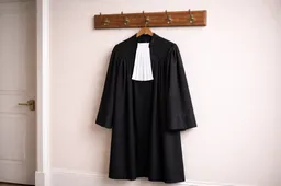 Zwarte toga aan houten kapstok