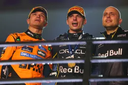 In beeld: Franse zender speelt briljant in op zinderende titelstrijd tussen Max Verstappen en Lando Norris