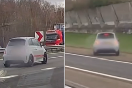 Na-maak Fiat500 zet chaos op Limburgse weg en ramt keihard in op politieauto (VIDEO)