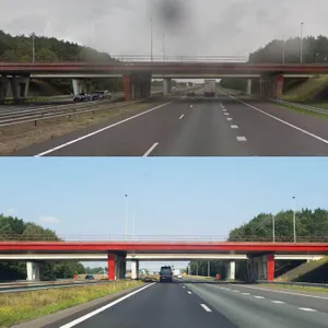 Foto: FC Twente viaduct bij Holten weer knalrood!