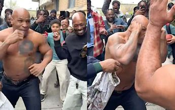 Mike Tyson deelt een portie klappen uit op straat