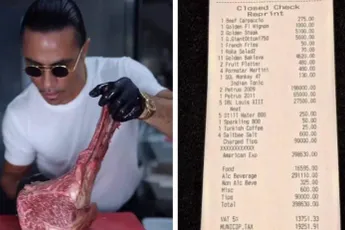 Salt Bae (nog maar eens) hard aangepakt nadat hij hallucinante rekening van klanten deelt: "Dit is eigenlijk gênant!"
