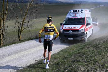 VIDEO: Benoot abandons after mass crash at Strade Bianche that involves Alaphilippe and Pogacar