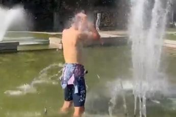 Video: Tom Pidcock chooses public fountain for post-stage cooldown