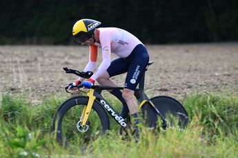 Jos van Emden enjoyed his "farewell party" with Tom Dumoulin in the team car behind him at World Championships ITT