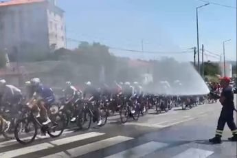 Video: Volta a Portugal peloton gets blasted with water due to extreme heat