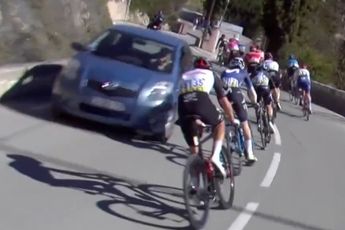 Video: Car enters Paris-Nice course and almost causes accident