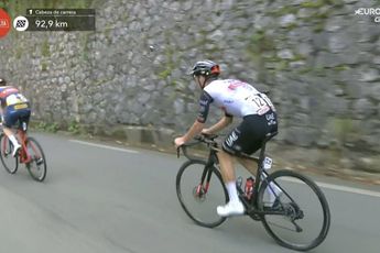 VIDEO: João Almeida struggling at the back early on stage 13 at the Vuelta a Espana
