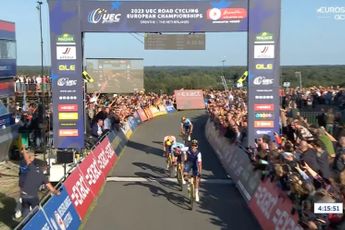 VIDEO: Thrilling finale as Christophe Laporte holds off Van Aert, Kooij and De Lie to take European Championships title