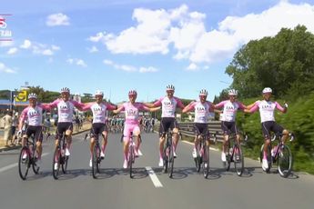 VIDEO: UAE Team Emirates celebrate Tadej Pogacar's Giro d'Italia win with special pink jersey