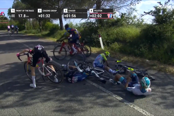 VIDEO: Juan Pedro Lopez among riders to go down in crash on stage 6 of Giro d'Italia
