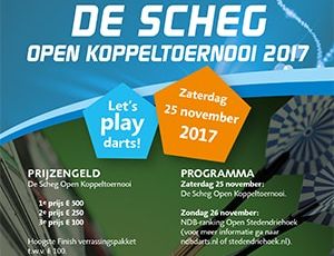 Open koppeltoernooi in De Scheg op zaterdag 25 november
