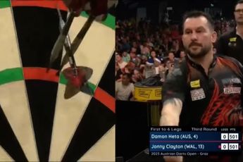VIDEO: Jonny Clayton mag aanleggen voor bizarre 9-darter zoals nog nooit gezien