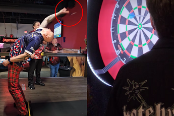 Alan Soutar gooit een 50-finish met een wel hele bizarre achterwaartse trickshot