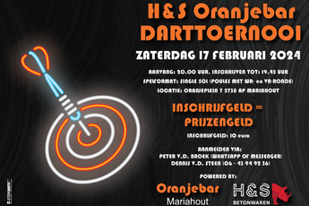 Combinatie Oranjebar-H&S Betonwaren betekent extra Open darttoernooien in Mariahout