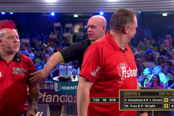 VIDEO: Moment tussen Van Gerwen en Peter Wright op Duits promotoernooi na het WK