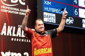 Home hero Huybrechts stuns Van Gerwen with unorthodox checkout, Cullen eases past Nilsson as Belgian Darts Open continues