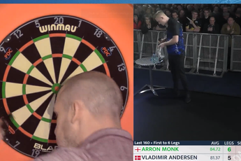 VIDEO: Monk celebrates UK Open win by headbutting dartboard