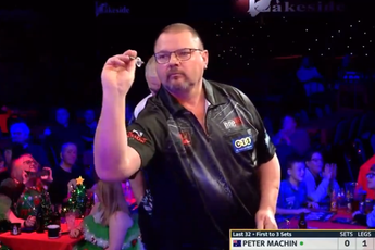 VIDEO: Peter Machin misses double for first nine-dart finish at Lakeside since 1990