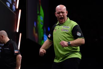 Michael van Gerwen reels off five legs in succession to breeze past Peter Wright before vintage 'Voltage' sees Rob Cross join him in semifinals