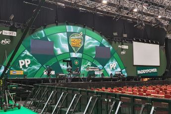Het nieuwe podium op het WK Darts is ... groen met witte bliksemschichten
