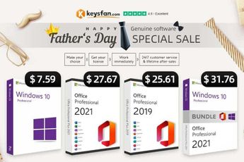 Keysfan Father’s Day Sale: Office 2021 from $13.73, Windows 10 from $6.21!