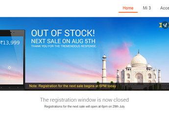 Xiaomi Mi3 listed as 'out of stock' within 2 minutes of going on sale via Flipkart