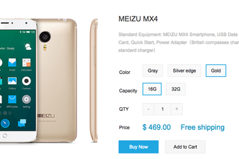 Gold Meizu MX4 now officially on sale