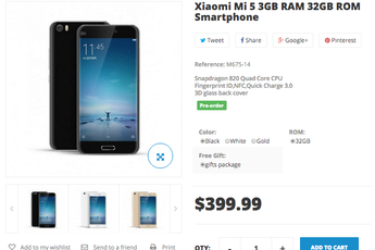 Xiaomi Mi5 up for pre-order for $399.99