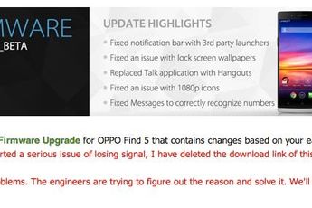 Oppo closes Find 5 Beta Firmware update due to signal loss issues