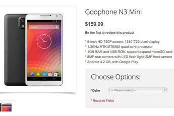 GooPhone N3 Mini dual sim phone, a mini Galaxy Note 3 Clone