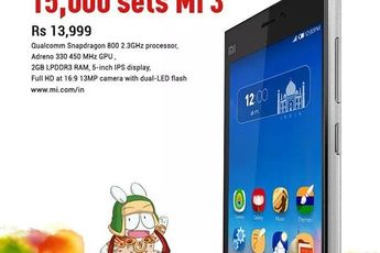 15,000 Xiaomi Mi 3 units up for sale in India today; More than 100,000 registrations done