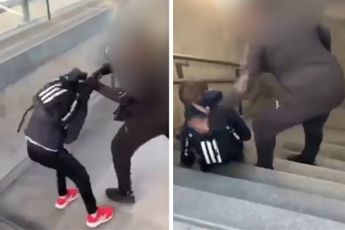 Schokkende beelden: Kansenparel trapt tiener van trap op station