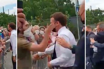 Franse president Macron in het gezicht geslagen door omstander