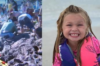 Meisje van 7 overlijdt en broer van 9 in ziekenhuis door ingestort zandgat op het strand