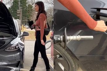 Knap: vrouw gooit benzine in Tesla Model 3