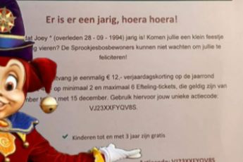 Efteling maakt enorme blunder: feliciteert abonnee met verjaardag overleden kind