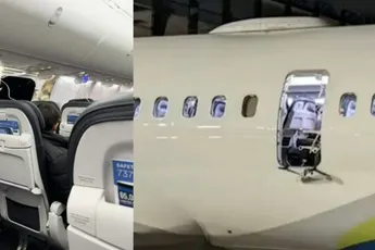 Paneel barst uit vliegtuig tijdens vlucht, passagier filmt alles