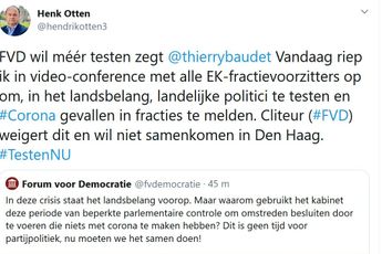 Henk Otten voert weer politiek met de kleinste 'p': 'Forum wil politici niet testen'