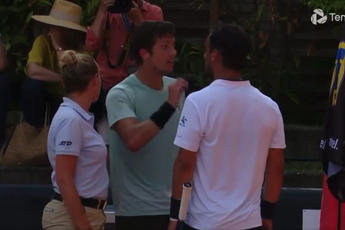 WATCH: Fognini and Bedene exchange words after match, separated by umpire