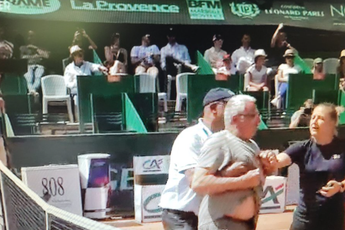 Bizarre intruder comes on court during Aix-en-Provence tie between David Goffin and Tommy Paul