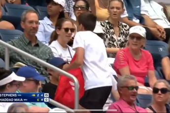 (VIDEO) Confusion at Stephens-Haddad Maia clash as crowd member orders takeout during US Open match