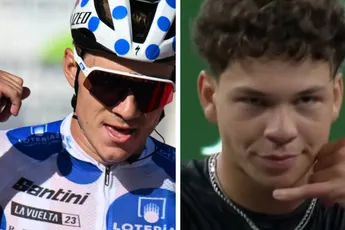 (VÍDEO) Remco Evenepoel celebra a vitória na Cla´ssica da Figueira com o famoso desligar do telefone de Ben Shelton