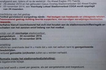 Clubman GAE krijgt stadionverbod na provocaties richting FC Twente