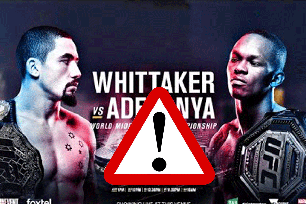 Paniek! Gevecht Adesanya vs Whittaker 2 in gevaar