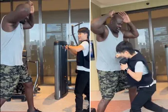 🎥 NBA Legende Shaquille O'Neal incasseert stoot van UFC-kampioen Zhang Weili