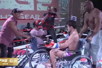 🎥 Vechticonen Bob Sapp en Saenchai in chaos rolstoel bokswedstrijd