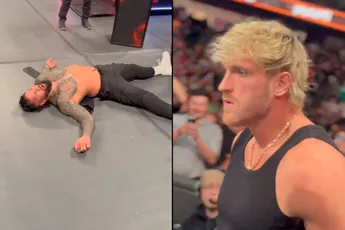 Laffe daad! Logan Paul slaat Jey Uso van achteren in elkaar met boksbeugel